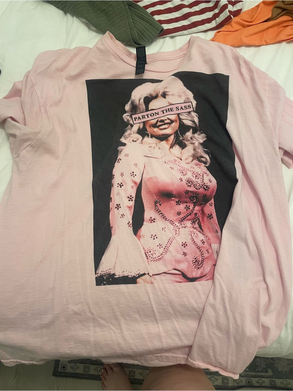 Pink Graphic Long Sleeve Women's Tee - Dolly Tribute